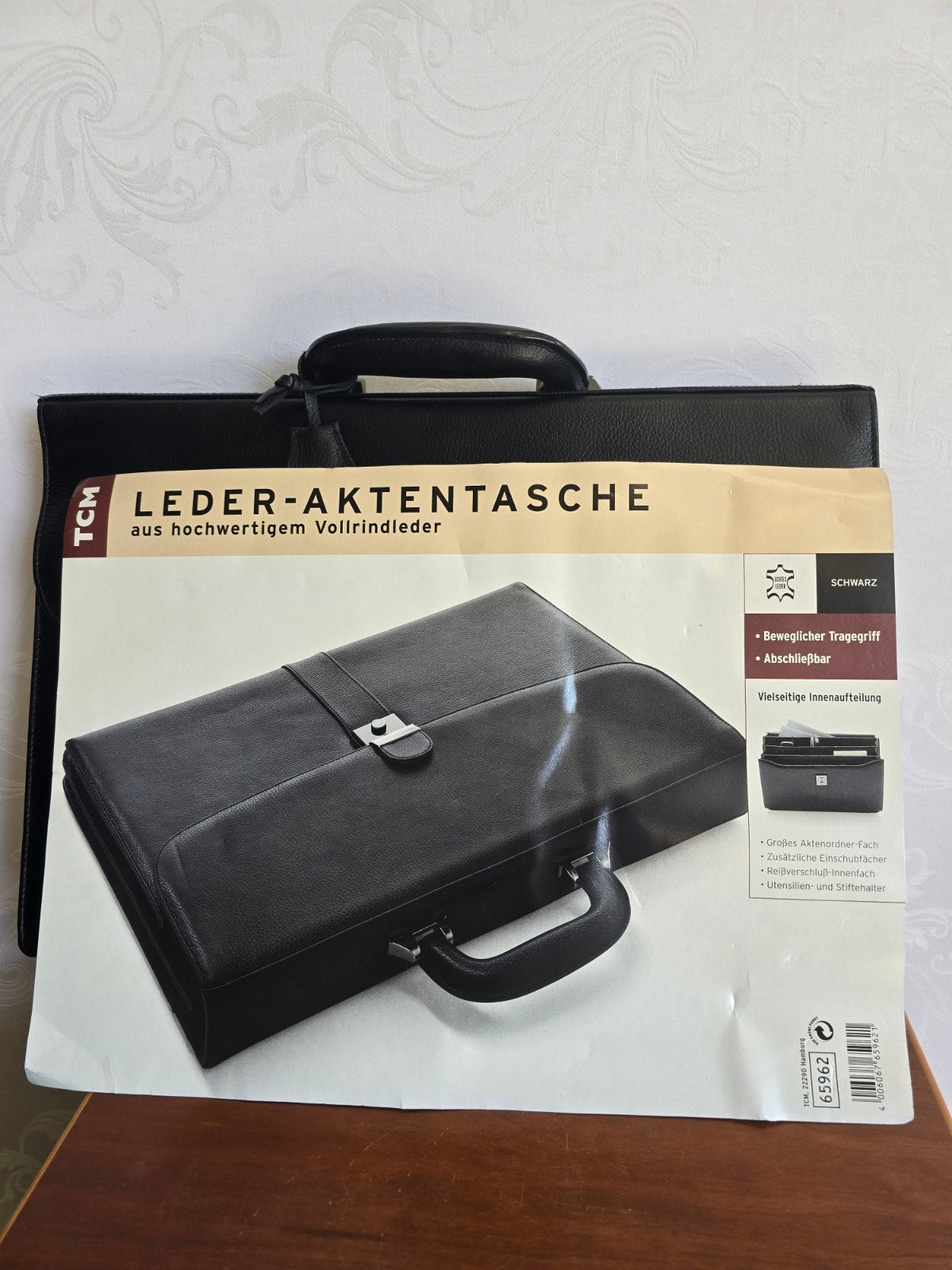 TCM Leder-Aktentasche  Aktenmappe Business Vollrindleder abschließbar