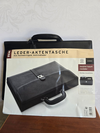 TCM Leder-Aktentasche  Aktenmappe Business Vollrindleder abschließbar