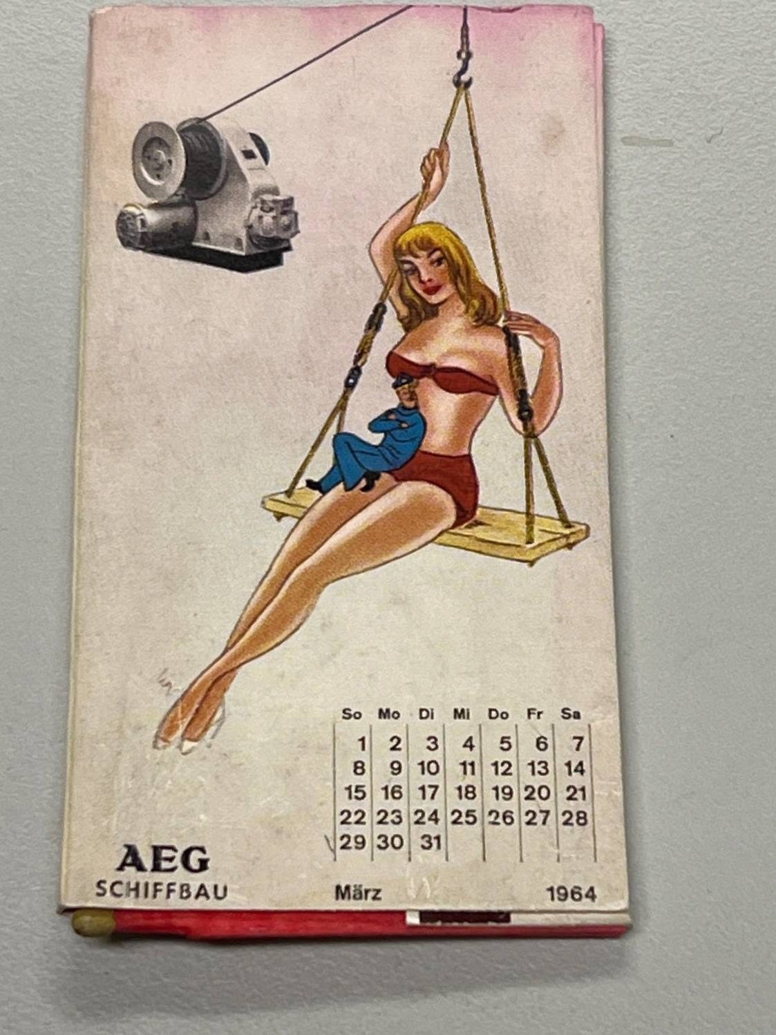 AEG Schiffbau, 5 x Streichholzheftchen,1964, Pin-up Girl, Konvolut