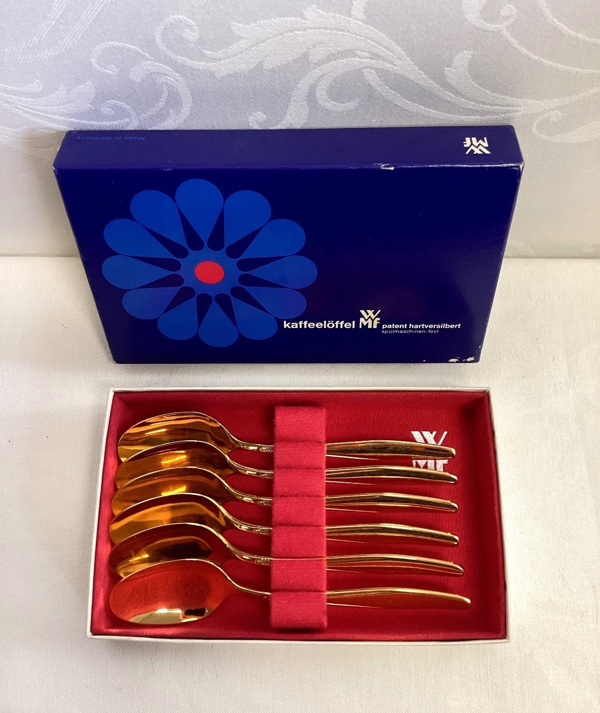 WMF Kaffeelöffel 6er Set vergoldet hartversilbert OVP Made in Germany