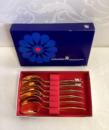 WMF Kaffeelöffel 6er Set vergoldet hartversilbert OVP Made in Germany