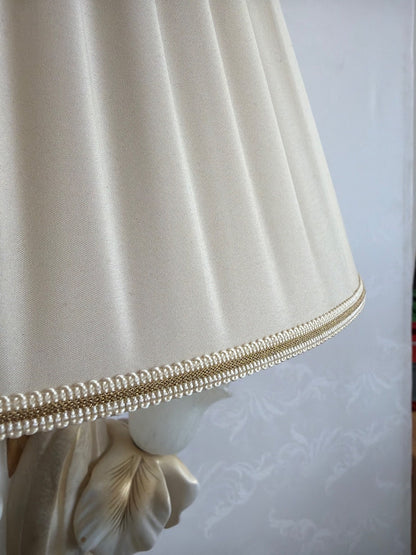 Tischlampe Iris Blüten Keramik Gips creme gold Landhaus Shabby Vintage