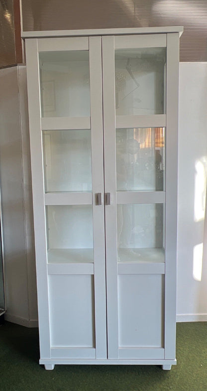 Vitrinenschrank Glastüren Glasböden Innenbeleuchtung Landhausstil weiß