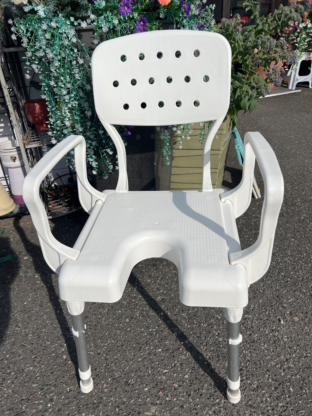 REBOTEC Nizza Duschstuhl Duschhilfe höhenverstellbar, bis 130kg, weiß