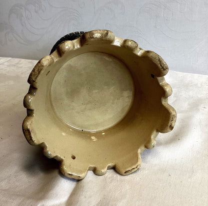 Antiker Keramik Bierkrug Zinndeckel Relief Historismus Mein Lieb sei rar Sammler