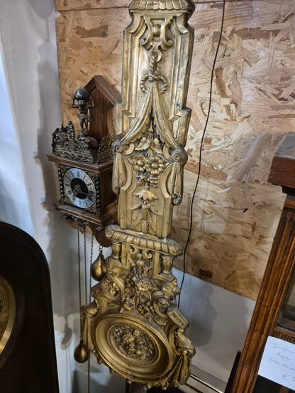 Antike Comtoise Wanduhr F. Bastide à St-Rambert Messing Emaille 19. Jh.