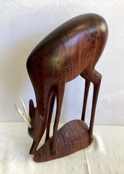 Holzschnitzerei Antilope Gazelle Afrika Skulptur Figur Handarbeit Deko Vintage