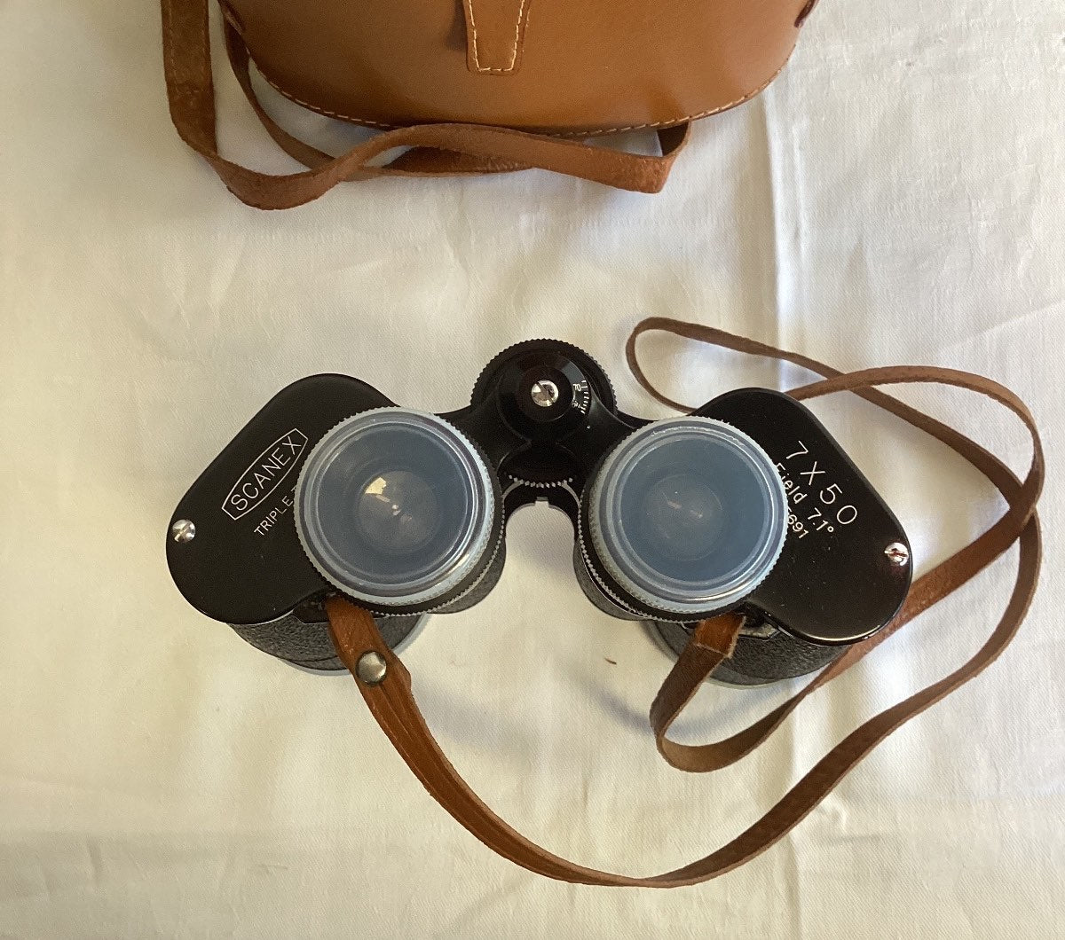 Scanex Triple Tested Fernglas 7x50 Field 7.1° Vintage mit Lederetui