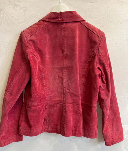 Vivien Caron Damen Velourleder Blazer Jacke rot Gr. 42 gefüttert