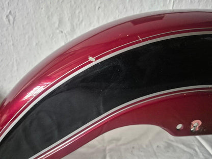 Motorrad Kotflügel vorne Stahl rot schwarz Zierstreifen Oldtimer Custombike Teil