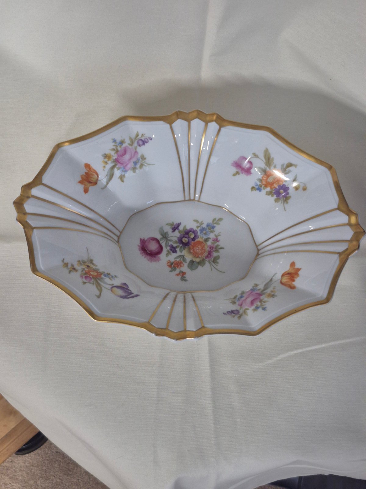 Porzellanschale Blumendekor Goldrand Krautheim Selb Bavaria Vintage
