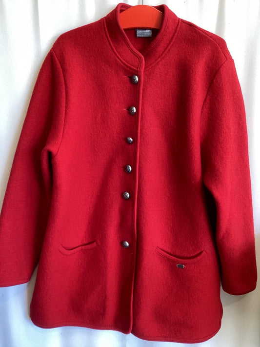 GEIGER Damen Walkjacke Wolljacke Rot Gr. 42 Made in Austria Trachten Jacke