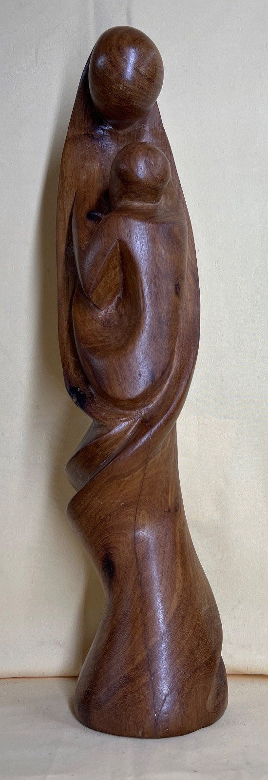 Holzskulptur "Mutter & Kind" Holz-Figur, abstrakt, geschnitzt, Handarbeit, 45 cm