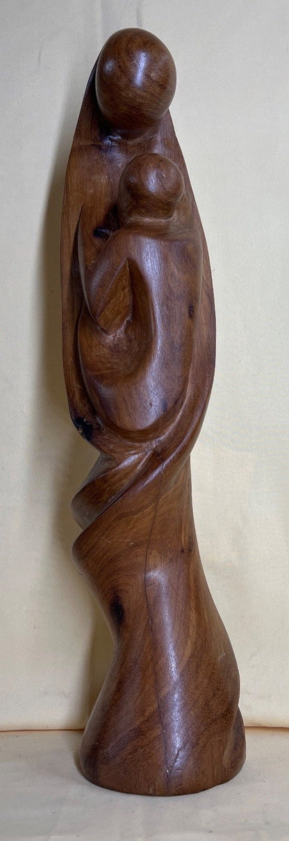 Holzskulptur "Mutter & Kind" Holz-Figur, abstrakt, geschnitzt, Handarbeit, 45 cm