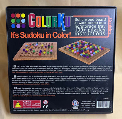 ColorKu Farb-Sudoku Puzzle, Logik-Brettspiel, Holz, 81 Kugeln, ab 8 Jahren