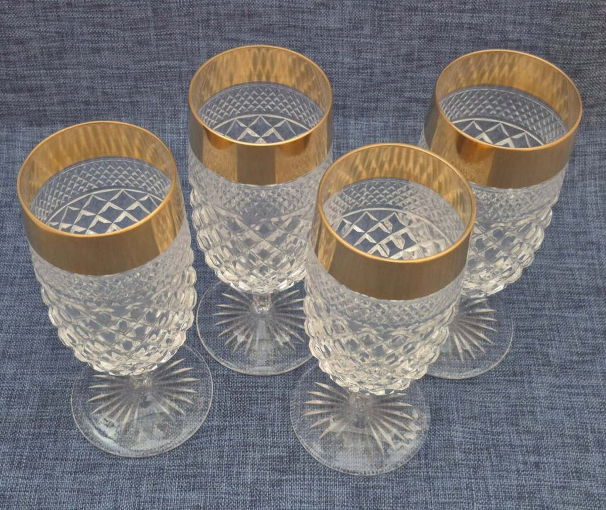 Josephinenhütte - Design: Ernestine - 4 Kristallgläser - 24 Karat Golddekor -
