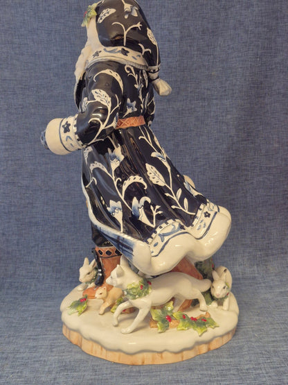 Goebel - Fitz and Floyd - Santa im blauen Mantel - 48 cm - Weihnachtsmann