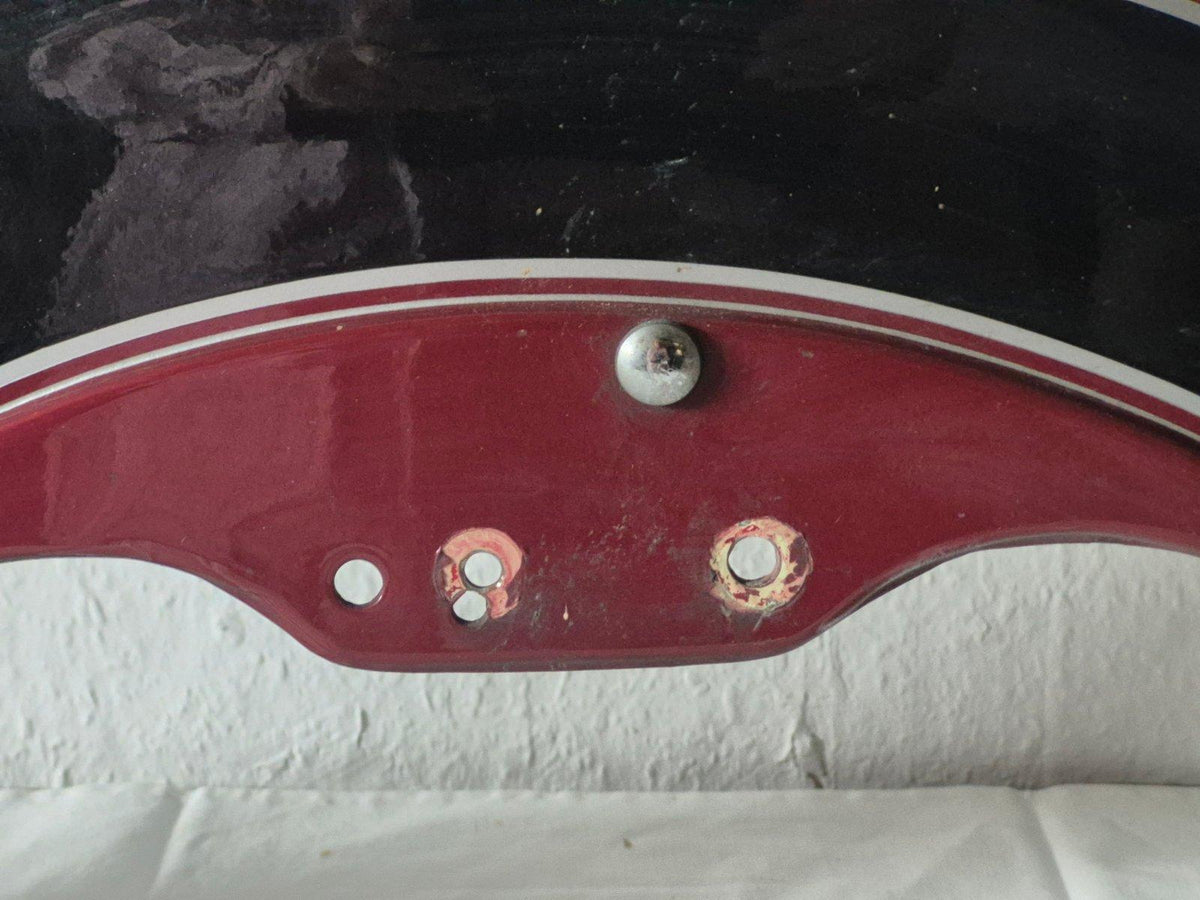 Motorrad Kotflügel vorne Stahl rot schwarz Zierstreifen Oldtimer Custombike Teil
