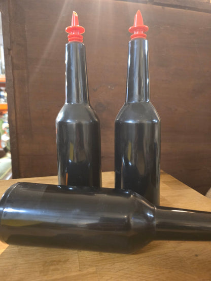 3x Bar Trainingsflaschen Kunststoff schwarz Flair Bartender Ausgießer rot Set