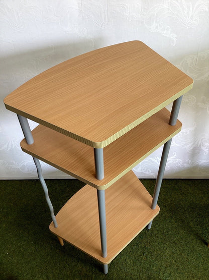 Beistelltisch 3 Ebenen Regal Holz Metall geschwungene Beine Retro Design