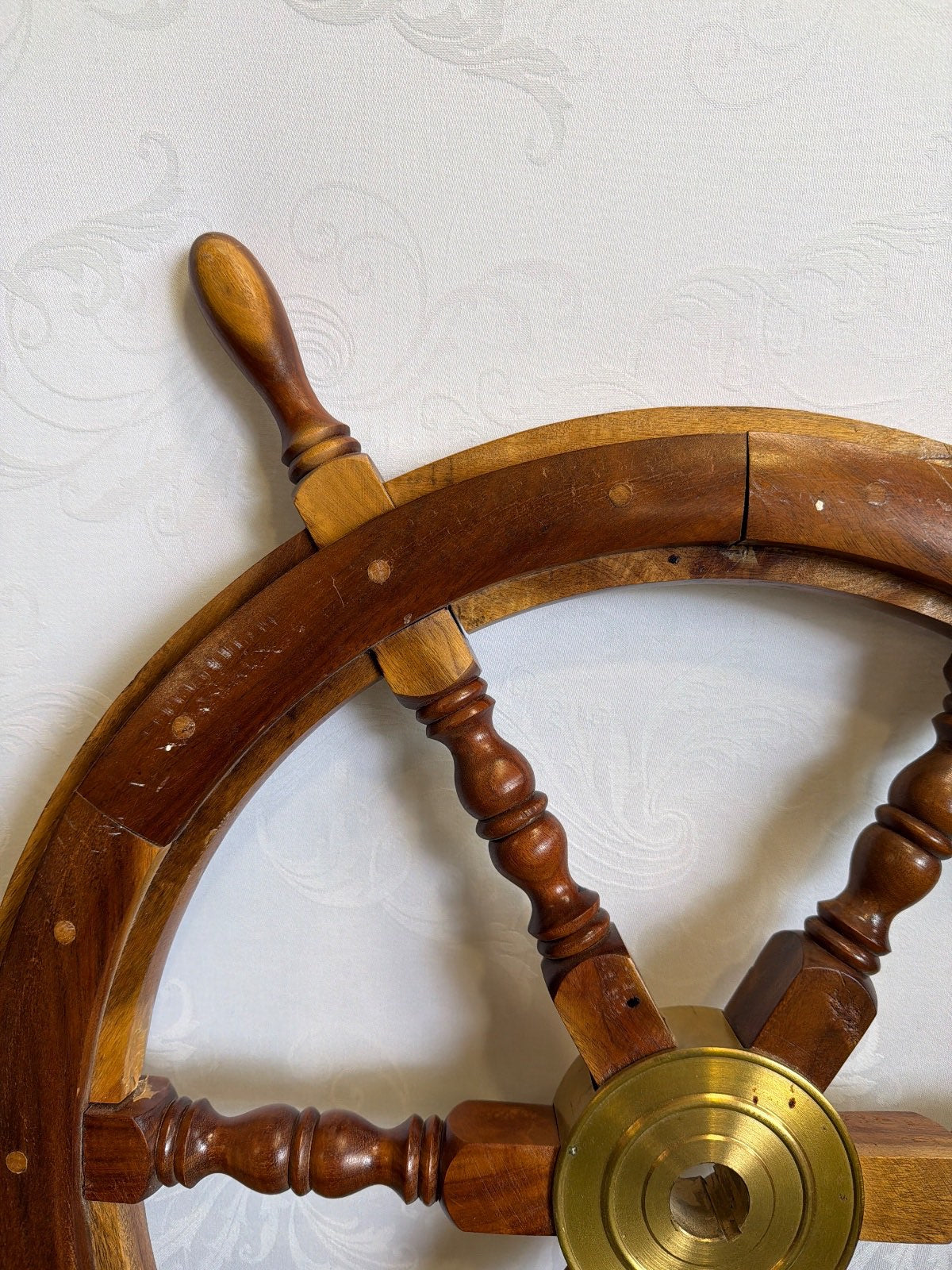Schiffssteuerrad Holz Messing Nabe Steuerrad 6 Speichen maritime Deko