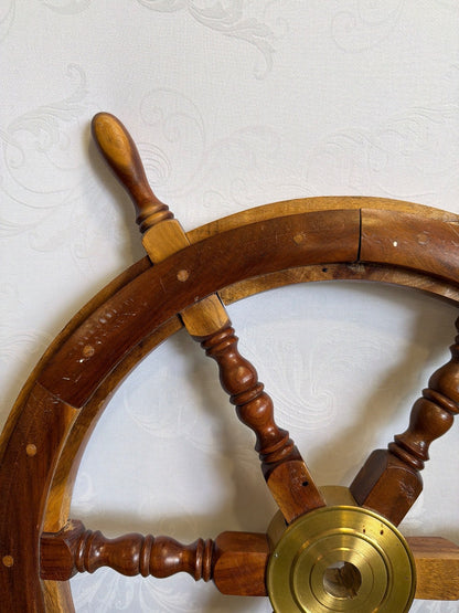 Schiffssteuerrad Holz Messing Nabe Steuerrad 6 Speichen maritime Deko