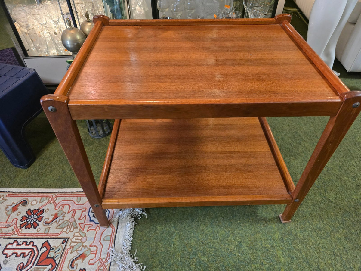 Vintage Teak Beistelltisch 2 Etagen Mid Century 60er 70er Sofatisch Holz
