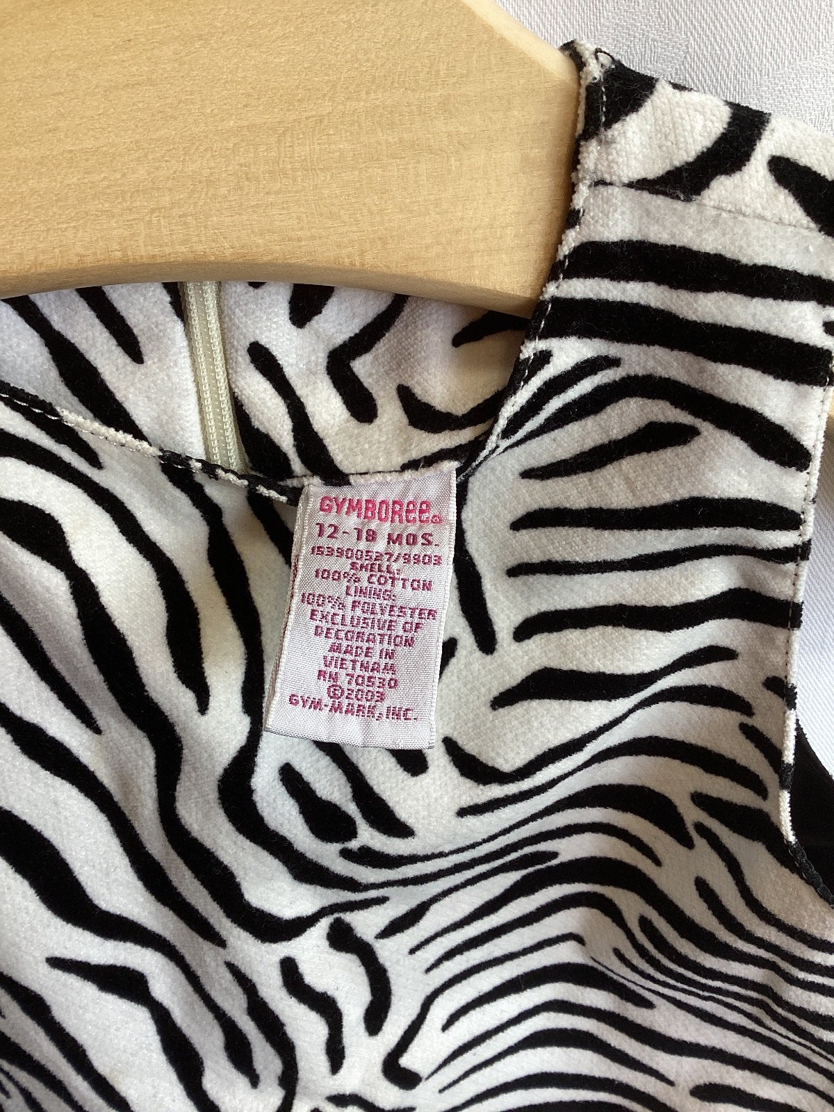 Gymboree Baby Mädchen Kleid Zebramuster 12-18 Monate Baumwolle schwarz weiß