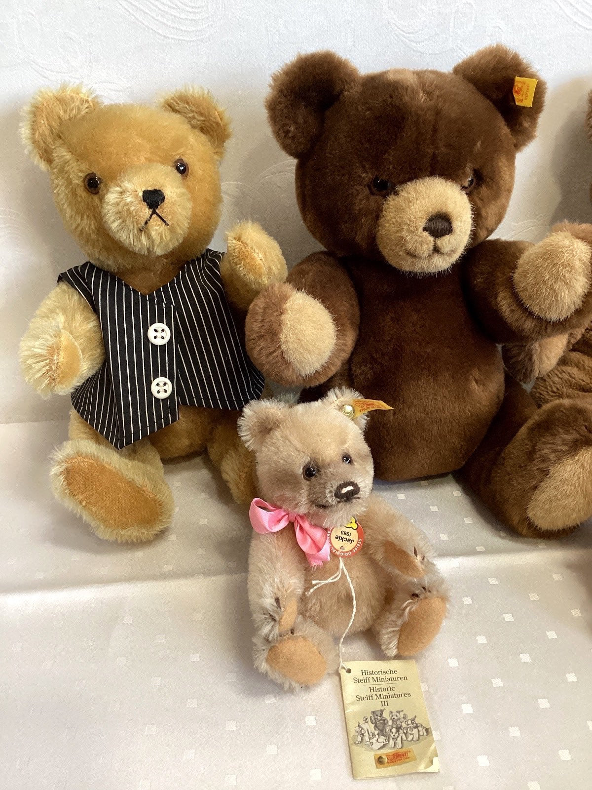 5 Steiff Teddybär Konvolut Jackie 1953 Miniatur Hermann Teddy linke Teddy brummt