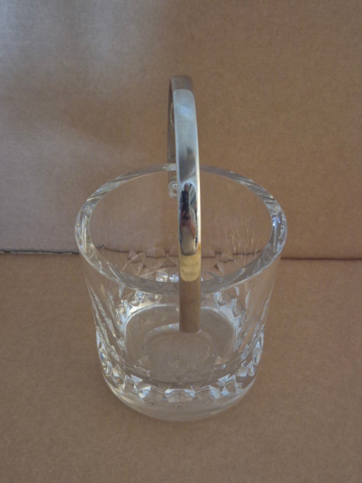 Kosta Kristall Eiskübel Glas mit Metallhenkel Vintage
