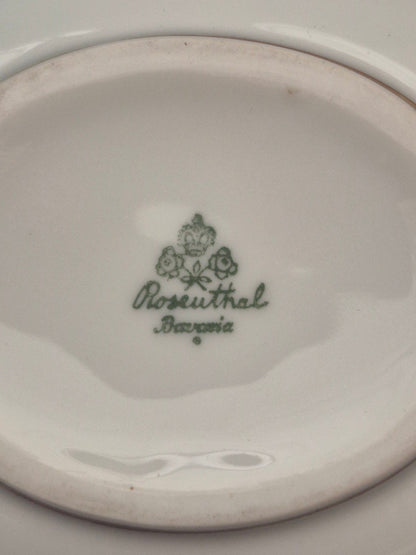 Rosenthal Bavaria Porzellan Deckeldose oval Drache in Blau und Gold Antik