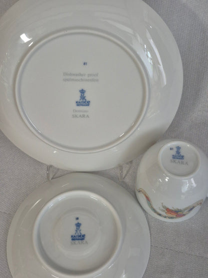 Kaiser Porzellan Kaffeeservice Skara 3-tlg Blütendekor Vintage