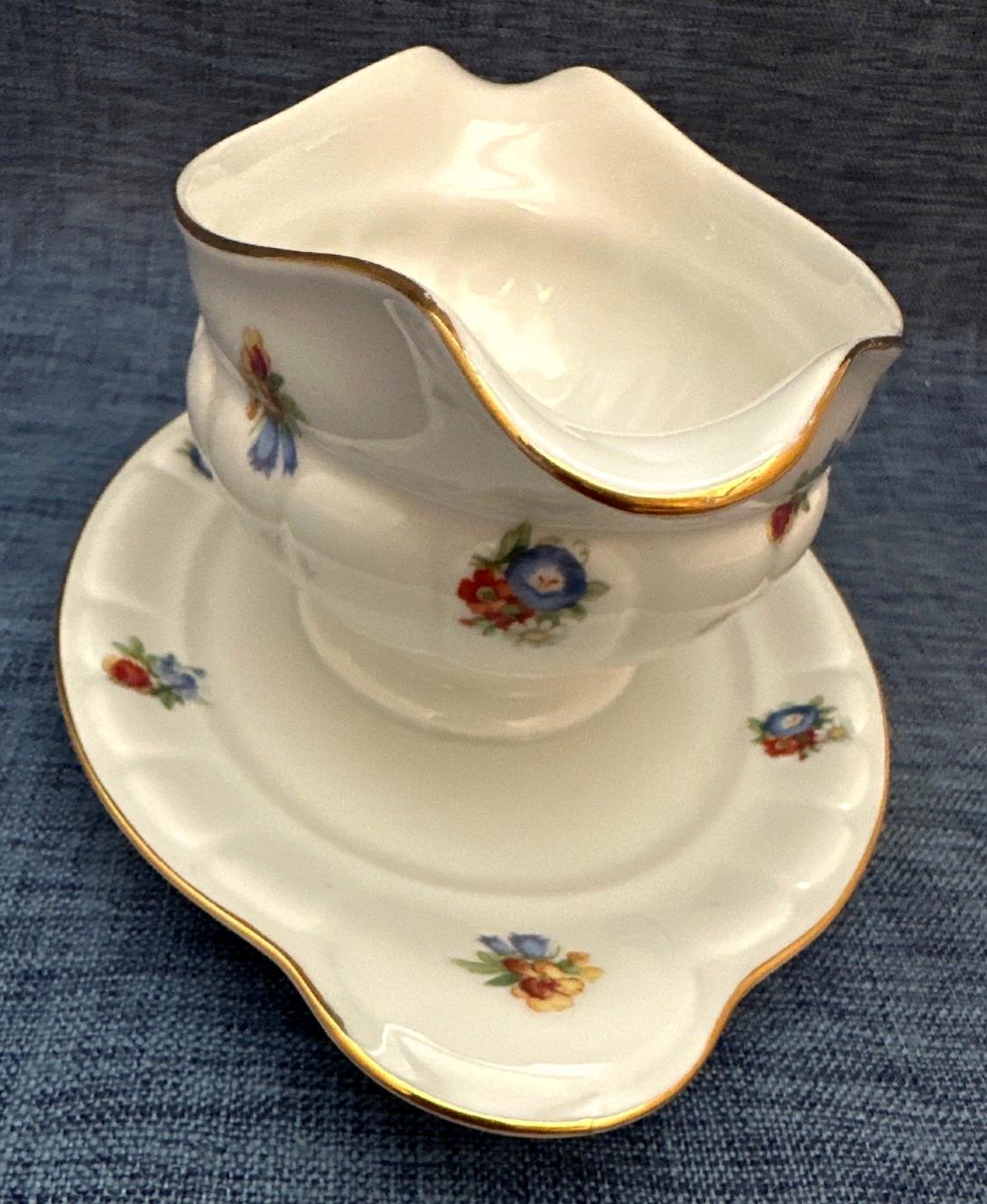 Thomas Bavaria Soßenschiffche einteilig  Blumendekor Goldrand  50/60er