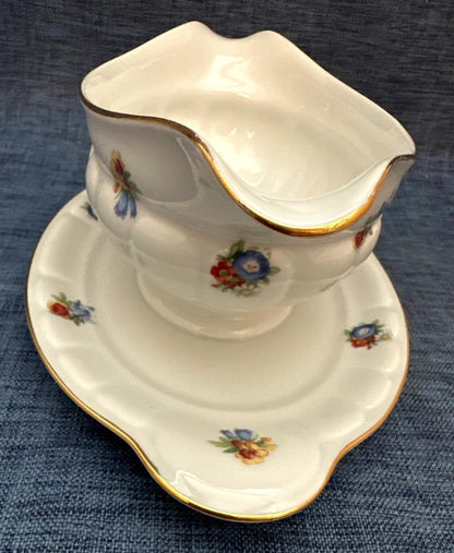 Thomas Bavaria Soßenschiffche einteilig  Blumendekor Goldrand  50/60er
