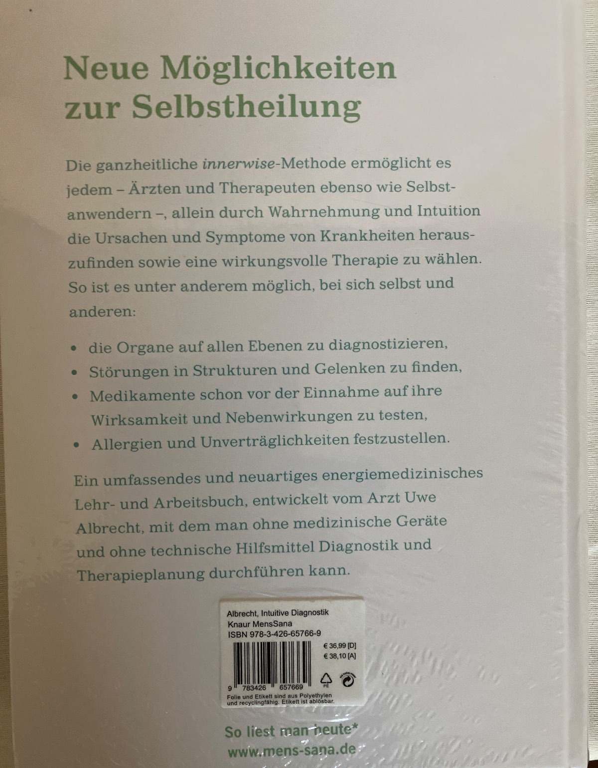 Intuitive Diagnostik Uwe Albrecht Knaur MensSana Buch + DVD innerwise Methode