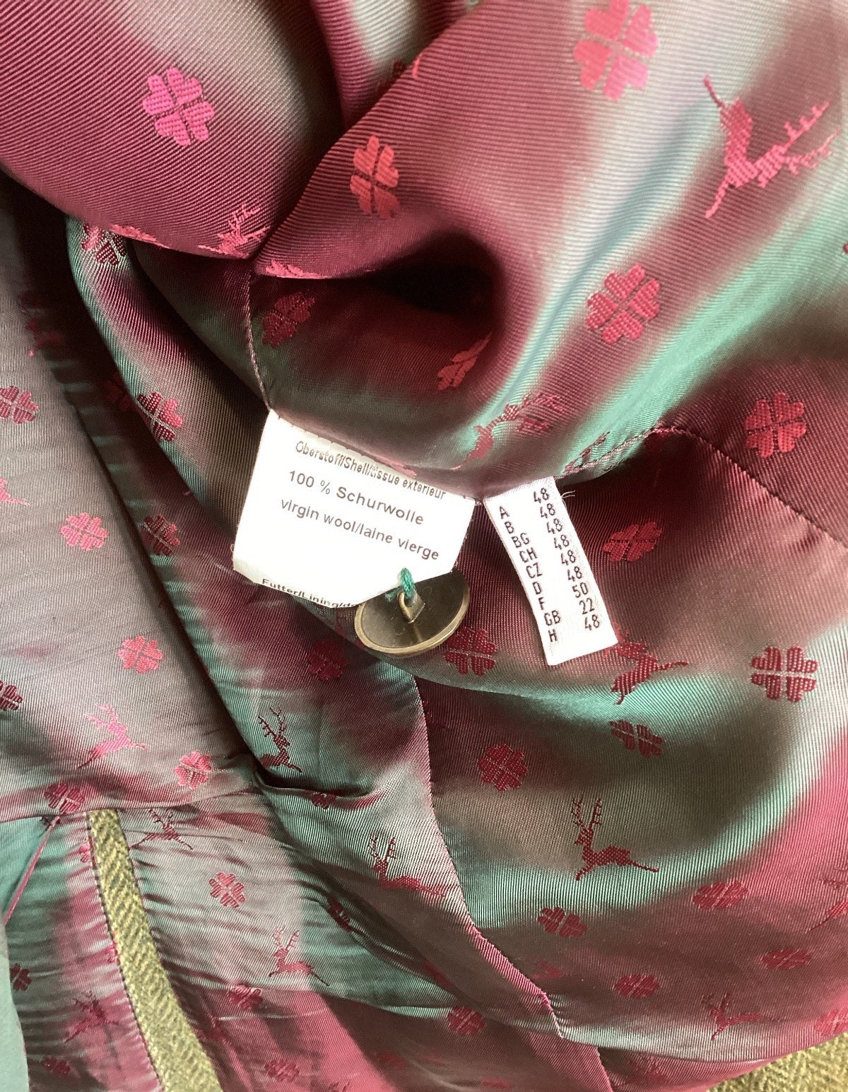 Bauer Pour Femme Trachtenjacke Damen Gr.48 Schurwolle Grün Velours Tracht