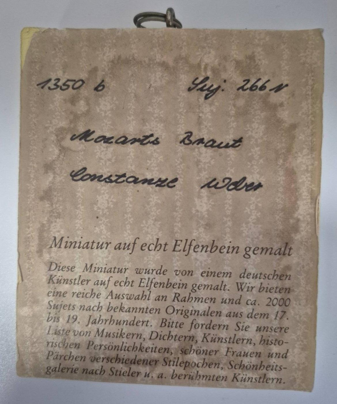Lupenmalerei  Portrait Elfenbein gemalt Constanze Weber Mozarts Braut