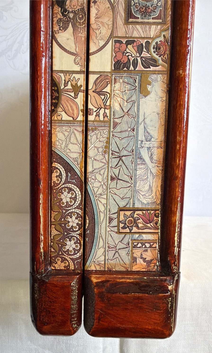 Holzkoffer Decoupage Art Nouveau Mucha Paris 1900 Zahlenschloss Vintage