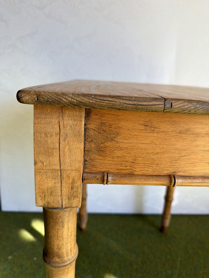 Antiker Beistelltisch Faux Bamboo Holz Schublade