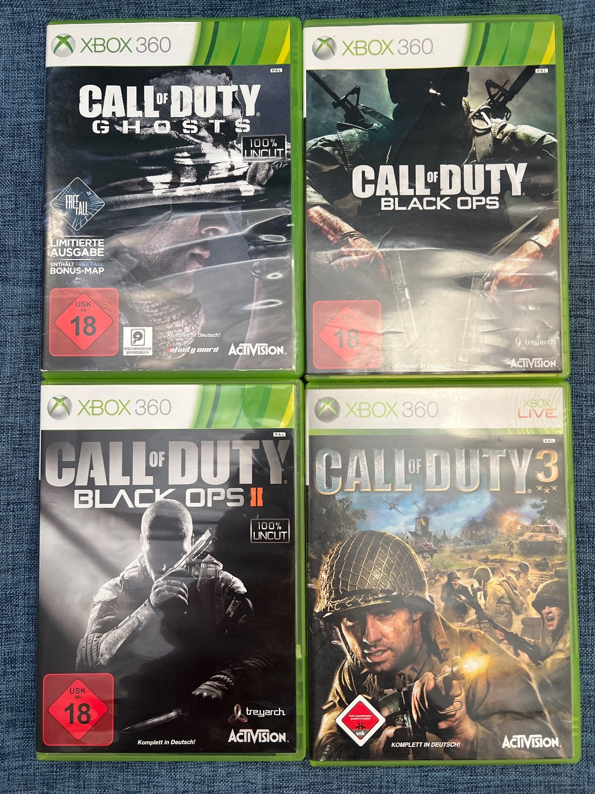 Call of Duty Bundle für Xbox 360 Ghosts, Black OPS 1+2, Call of Duty3