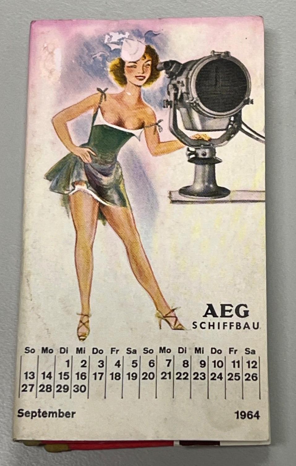 AEG Schiffbau, 5 x Streichholzheftchen,1964, Pin-up Girl, Konvolut