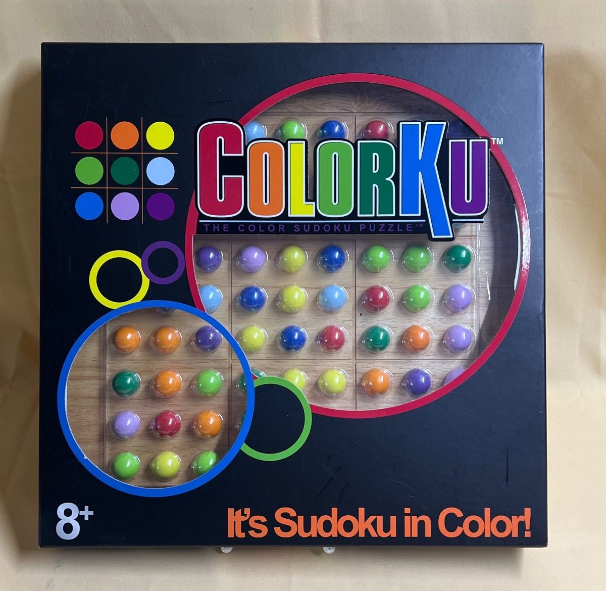 ColorKu Farb-Sudoku Puzzle, Logik-Brettspiel, Holz, 81 Kugeln, ab 8 Jahren