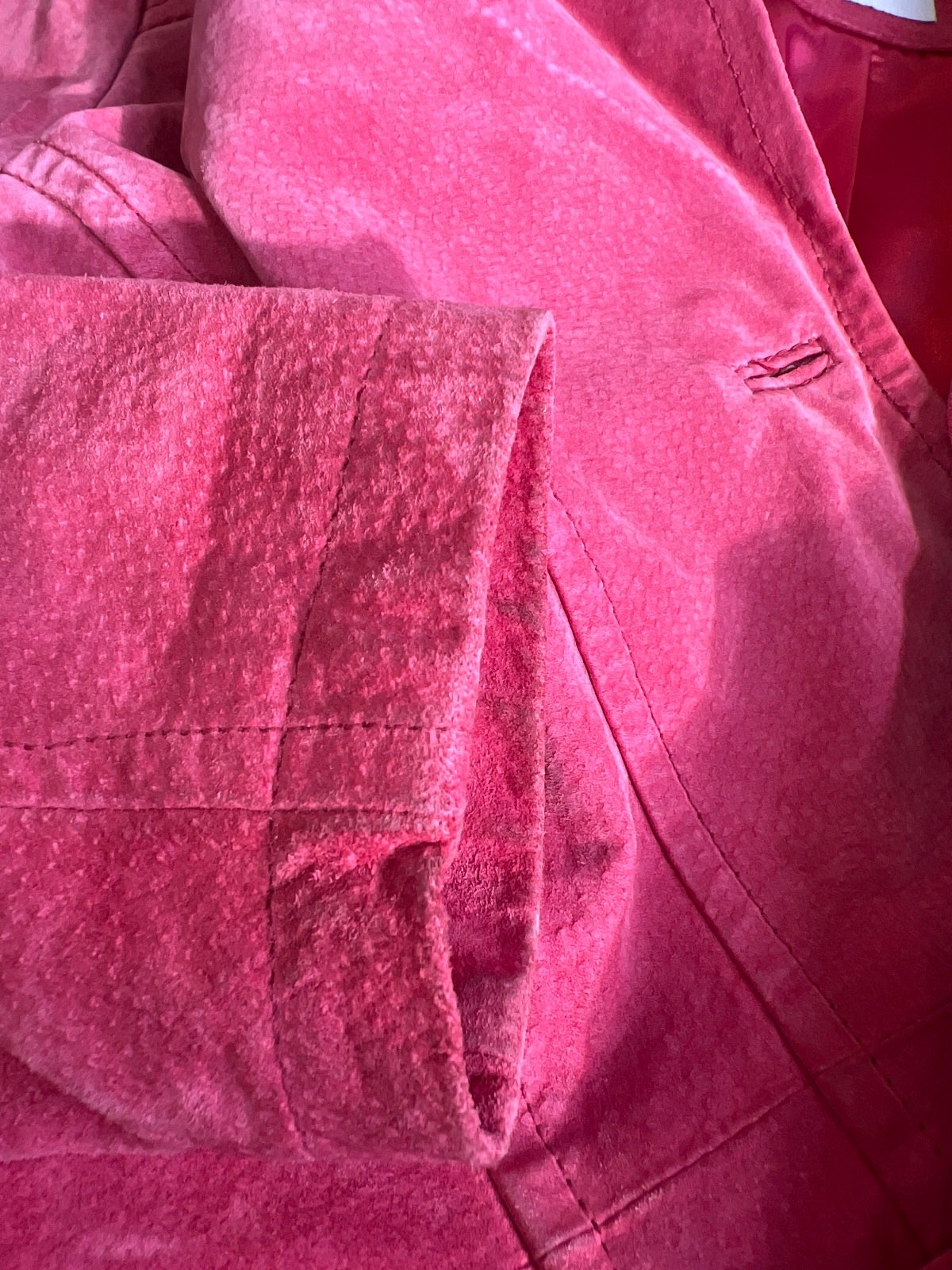 Vivien Caron Damen Velourleder Blazer Jacke rot Gr. 42 gefüttert