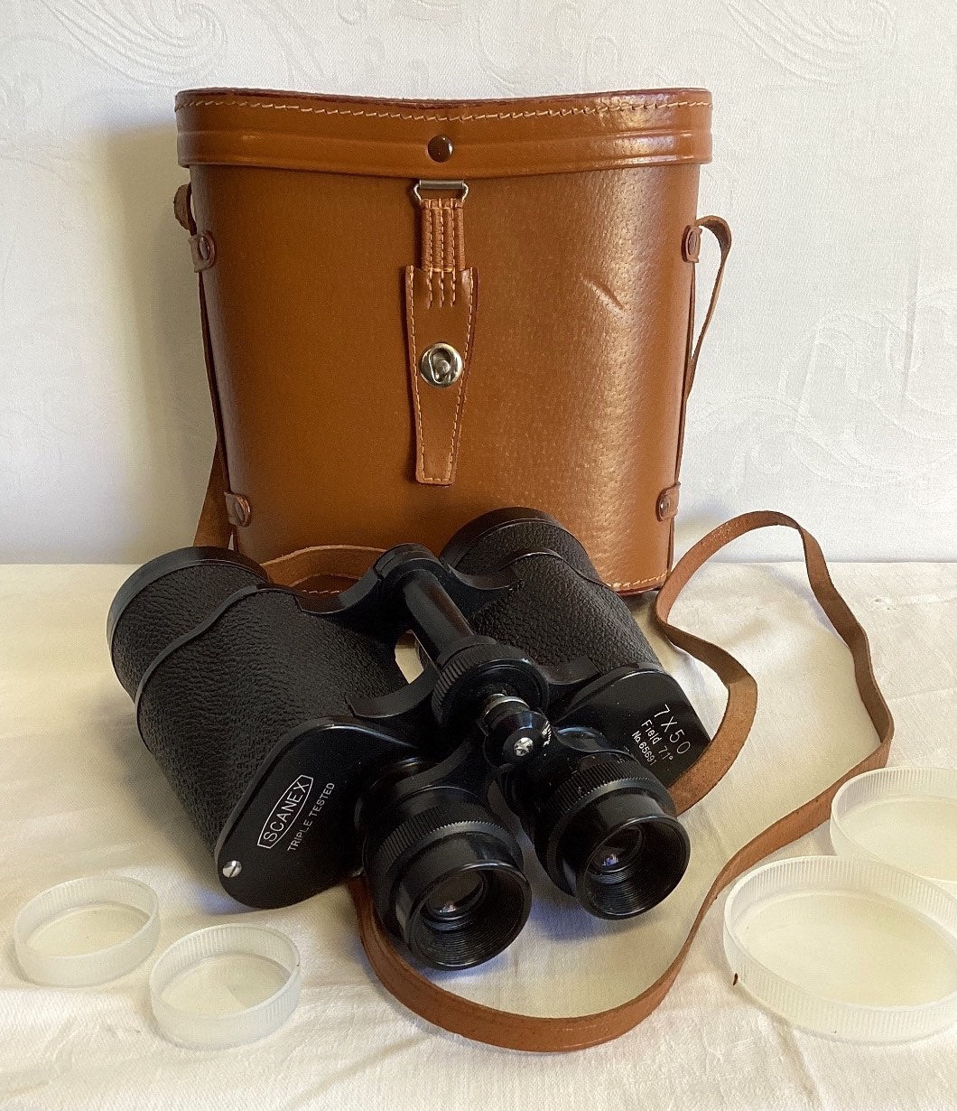 Scanex Triple Tested Fernglas 7x50 Field 7.1° Vintage mit Lederetui