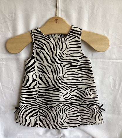 Gymboree Baby Mädchen Kleid Zebramuster 12-18 Monate Baumwolle schwarz weiß
