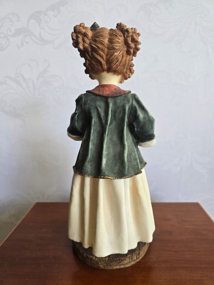 Dekofigur Mädchen mit Teddybär Kunstharz Vintage Sammlerfigur nostalgisch