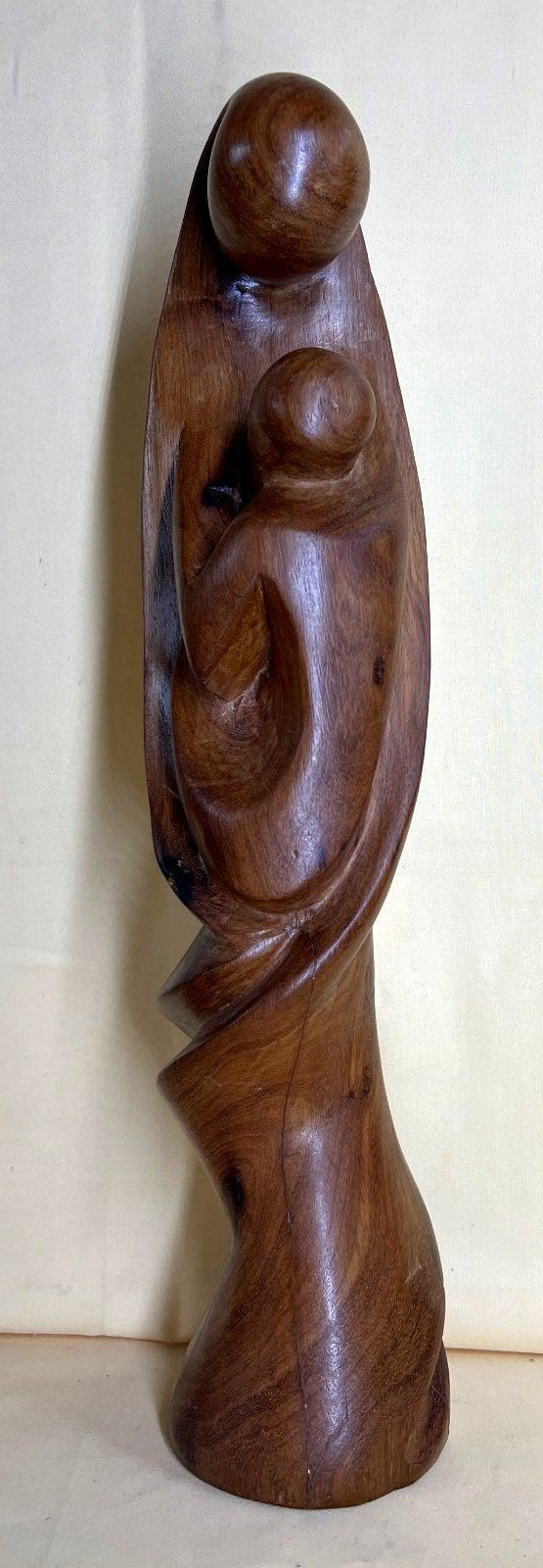 Holzskulptur "Mutter & Kind" Holz-Figur, abstrakt, geschnitzt, Handarbeit, 45 cm