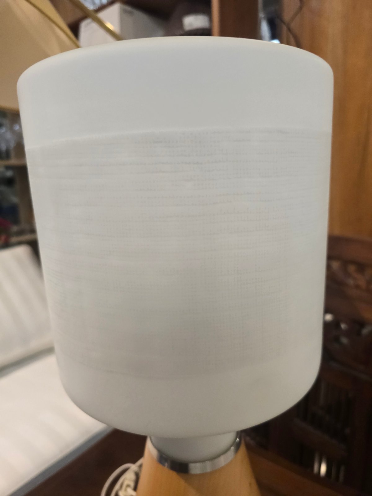 IKEA Tischlampe Holzfuß weiß Glasschirm Typ B0108 Skandinavisch Natur