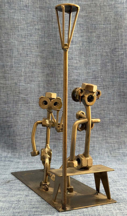 Metall Skulptur Heiratsantrag Schrauben Figuren Kunstobjekt   Geschenk