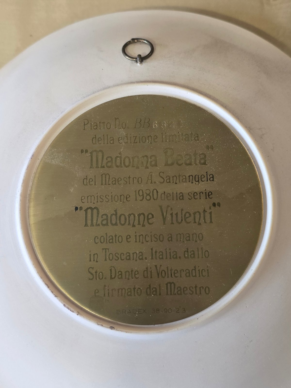 A. Santangela Madonna Beata Reliefplatte 1980 Madonne Viventi Toskana Italien